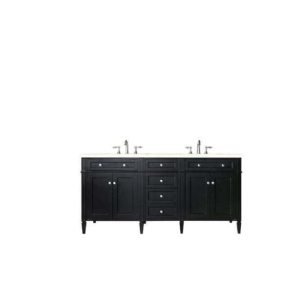 James Martin Vanities Brittany 72in Double Vanity, Black Onyx w/ 3 CM Eternal Marfil Quartz Top 650-V72-BKO-3EMR - main